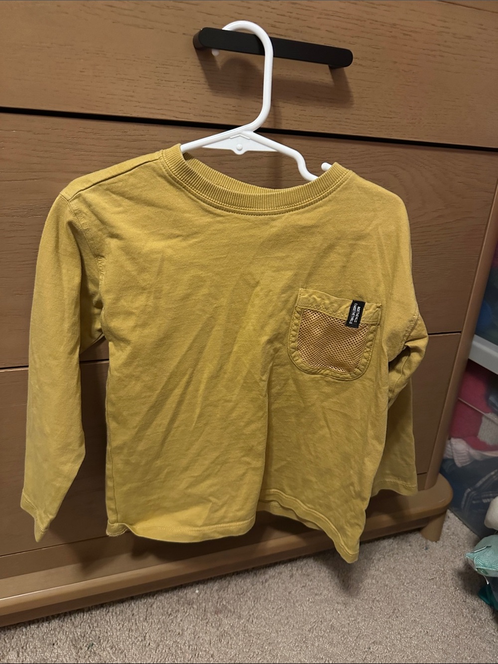 Zara Mustard Long-Sleeve Tee with Textured Chest Pocket